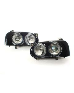 VW MK3 GOLF/GTI HELLA STYLE DUAL ROUND PROJECTOR HEADLIGHTS W/ BLACK FRAMES