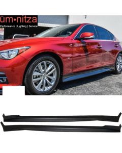 Fits 14-19 Infiniti Q50 Side Skirts Pair Left Right Unpainted - ABS