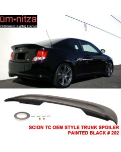 Fits 11-16 Scion tC OE Style Rear Trunk Spoiler Wing ABS Lip Painted Black #202