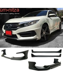 Fits 16-18 Civic Sedan AVS Style Front + Side Skirts + Rear Lip Apron Splitter