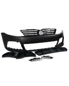 VW Jetta 11-17 MK6 VI R Style Front Bumper Cover LED Fog DRL Black Trim