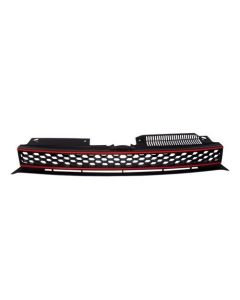 VW MK6 GOLF/GTI/JETTA SPORTWAGEN BADGELESS HEX MESH GRILLE - BLACK w/ RED TRIM