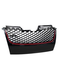 06-09 VW MK5 JETTA/GLI/GTI BADGELESS HEX MESH GRILLE - BLACK W/ RED TRIM