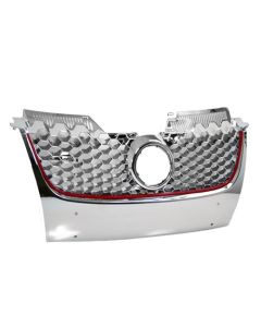 06-09 VW MK5 JETTA/GLI/GTI MAIN UPPER HEX MESH GRILLE - CHROME W/ RED TRIM