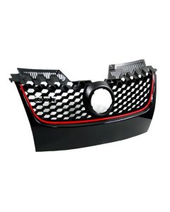 06-09 VW MK5 JETTA/GLI/GTI MAIN UPPER HEX MESH GRILLE - BLACK W/ RED TRIM