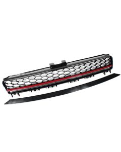 VW MK7 GTI STYLE BADGELESS LIGHTING PACKAGE GRILLE - BLACK W/ RED TRIM