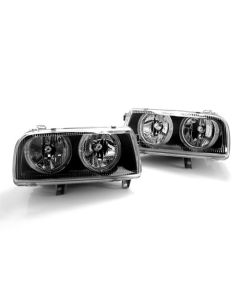 93-99 VW JETTA VENTO MK3 E-CODE ANGEL EYE HEADLIGHTS - BLACK