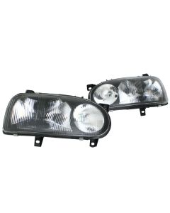 93-99 VW GOLF/GTI MK3 E-CODE BLACK SMOKE EURO DUAL HEADLIGHTS w/ GLASS LENSES