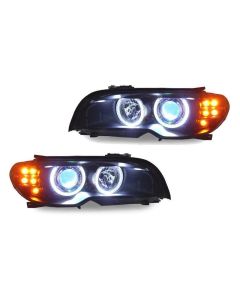 2004-2006 Fit BMW 3 Series E46 2D Coupe/Cabrio DEPO V2 UHP LED Angel Halo Projector Headlight