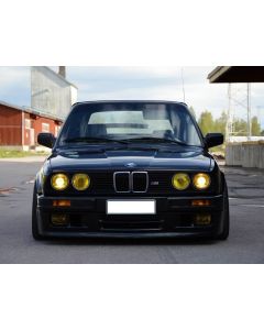 1984-1991 Fit BMW E30 3 Series DEPO French Edition Yellow Glass Lens Euro Smiley Projector Headlights