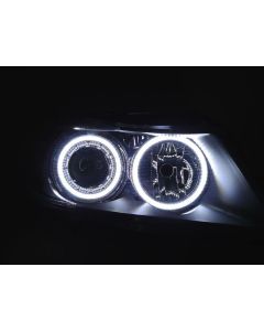 2009-2011 Fit BMW 3 Series E90 / E91 DEPO V2 Projector UHP LED Angel Halo Headlight With LED Corner