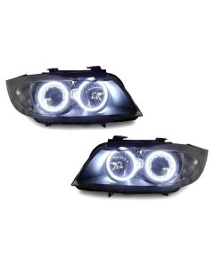 2006-2008 Fit BMW 3 Series E90 / E91 DEPO Projector UHP LED Angel Halo Headlight With Clear Corner