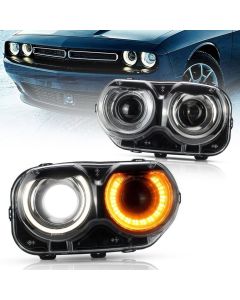 VLAND Dual Beam/RGB LED Headlights For Dodge Challenger 2015-2019 (Bulbs Not Included)