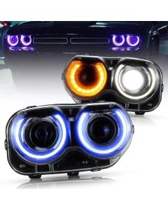 VLAND RGB LED Headlights For Dodge Challenger 2015-2019 (Bulbs Not Included)