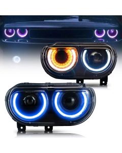 VLAND RGB Dual Beam Headlights For Dodge Challenger 2008-2014