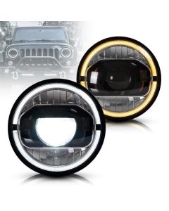 VLAND 7 Inches LED Projector Headlights for Jeep Wrangler 2007-2017 (DRL Integrated w/ Turn Signals)