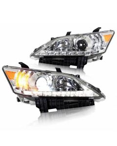 VLAND Projector Headlights for Lexus ES350 2010-2012 (Low Beam Projector. Hight Beam Reflector. Chrome and Black Housing Edition)