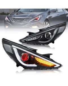 VLAND Dual Beam Sequential Headlights For Hyundai Sonata 2011-2014 ABS PMMA GLASS Material (Bulbs Not Included)