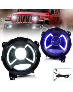 VLAND 9 Inches Full LED Headlights for Jeep Wrangler 2018-UP w/ Activate Lighting (NOT FIT FOR 2018 JK MODEL)