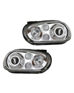 99-05 VW Golf MK4 ECode Chrome Projector Glass Lens Headlights - Clear Signal