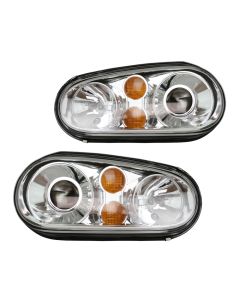 99-05 VW Golf MK4 ECode Chrome Projector Glass Lens Headlights - Amber Signal