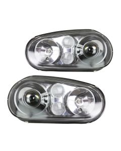 99-05 VW Golf MK4 ECode Projector Glass Lens Headlights Black Frame Clear Signal