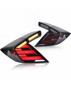 VLAND Full LED Tail Lights Smoked for Honda Civic Hatchback and Type R 2017-UP (Dynamic Welcome Lighting w/ Sequential Turn Signals)