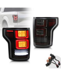 VLAND Full LED Tail Lights for Ford F150 2015-2020 (Clear and Smoked Styles with Red and Amber Sequential Turn Signals)