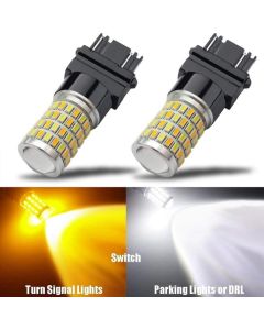 VLAND 3157 Super Bright LED Turn Signal Light Bulbs White/Amber 12V 5W (Pack of 2)