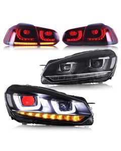 VLAND Headlights with Demon Eyes and Taillights for Volkswagen Golf 6 MK6 2008-2013 (DO NOT FIT Golf GTI and GTR)