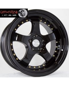 AodHan 18x10.5  AH03 5x114.3 +25 Full Black ( Gold Rivet) Wheel (1)