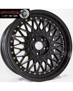 AodHan 18x8.5  AH05 5x114.3 +35 Full Black (Gold Rivet) Wheel (1)