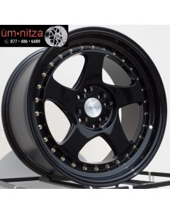 AodHan 17x9  AH01 4x100/114.3 +25 Full Black ( Gold Rivet) Wheel (1)