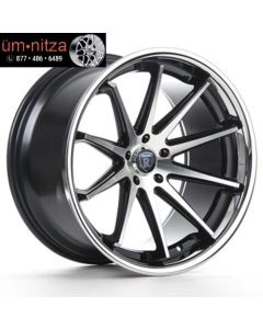 Rohana 22x9  RC10 5x112 +30 Machine Black/Chrome Lip Wheels New Set (4)