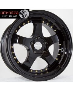 AodHan 18x10.5  AH03 5x114.3 +15 Full Black ( Gold Rivet) Wheel (1)