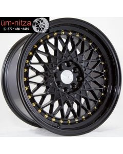 AodHan 17x9  AH05 4x100/114.3 +25 Full Black ( Gold Rivet) Wheel (1)