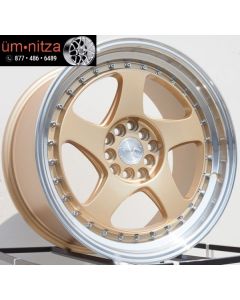 AodHan 17x9  AH01 5x100/114.3 +25 Gold Machined Lip Wheels (New Set 4)