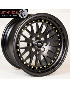 MST  MT10 15x8 4x100/4x114.3 et25 Matte Black w/Gold Rivets Wheels (Set of 4)