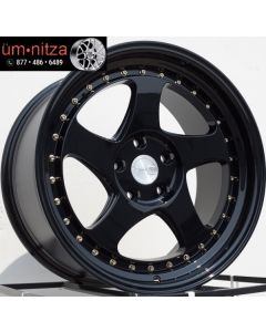 AodHan 18x9.5  AH01 5x114.3 +30 Full Black ( Gold Rivet) Wheel (1)