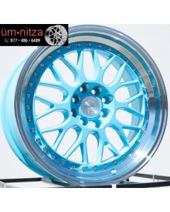 AodHan 17x8  AH02 4x100/114.3 +35 Tiffany Blue Machined Lip Wheel (1)