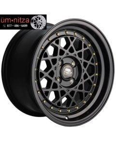 MST 15x8  Fiori 4x100 +20 Matte Black w/Gold Rivets Wheels (Set of 4)