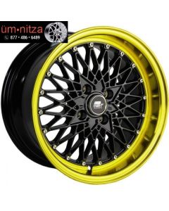 MST 15x8  MT16 4x100 +20 Black w/Machined Gold Lip Wheels (Set of 4)