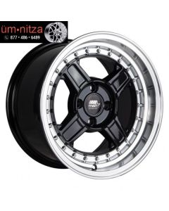 MST 15x8.0  Kunai 4x100 ET20 Black w/Machined Lip wheels (Set of 4)