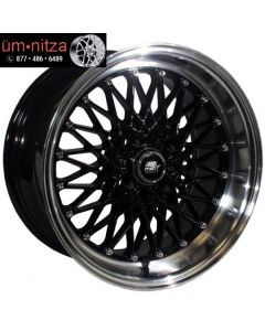 MST 15x8  MT16 4x100 +20 Black w/Machined Lip Wheels (Set of 4)