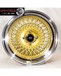 MST 15x8  MT05 4x100 ET20 Gold w/Machined Lip Wheel (1)