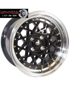 MST 15x8  Fiori 4x100 +20 Black w/Machined Lip Wheels (Set of 4)