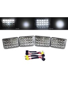 Sealed Beam Conversion Headlight - Full LED - 4x6 x4 + Wire H4656 Low Beam x2 + H4651 x2 High Beam