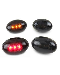 1999-2010 Ford F350 F450 SuperDuty 4 PC Smoke Lens Front Amber and Rear Red LED Bumper Side Marker Light