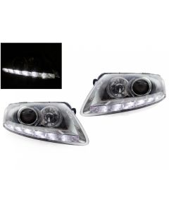 2005-2008 Audi A6 / S6 / RS6 C6/4F 4D Sedan & 5D Wagon DEPO For Xenon Model Facelift '09-'11 Style LED Strip Projector Headlight