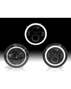 2007-2018 Jeep Wrangler JK Full LED Switchback Halo DRL SAE/DOT Black Projector Headlight